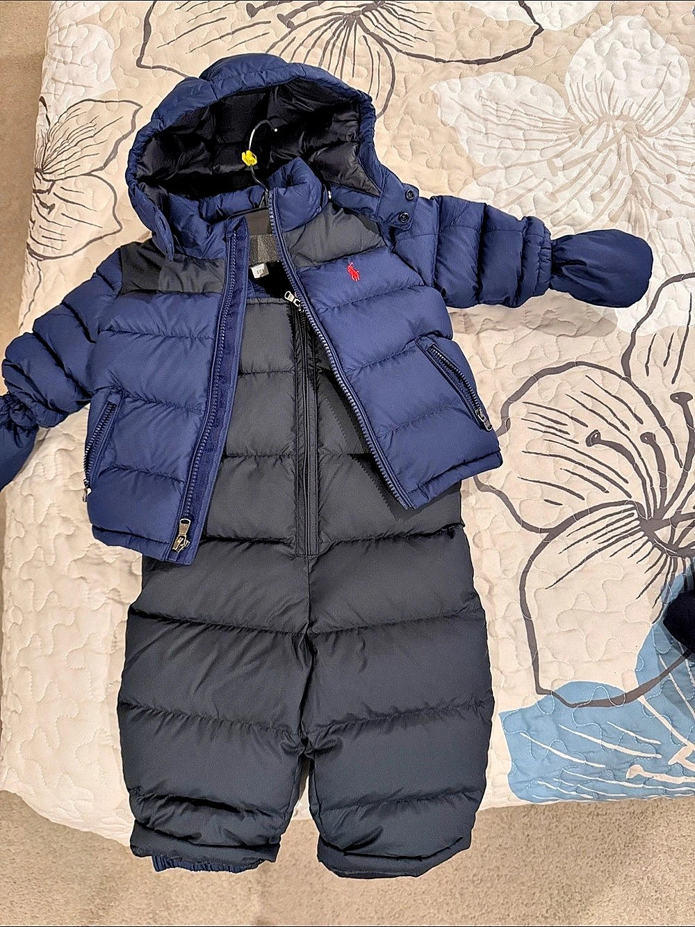 Polo Ralph Lauren Water-Repellent Down Snowsuit Set in Blue & Black